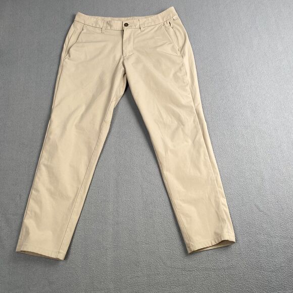 Lululemon Pants Mens 32 Beige Chinos ABC Commuter Gusseted Crotch Active Yoga - Picture 1 of 11